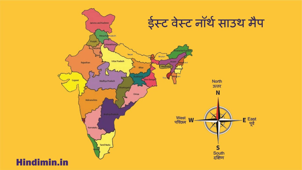 East west north south in hindi map